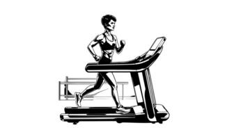 Animation forms a sketch of a treadmill riding icon video