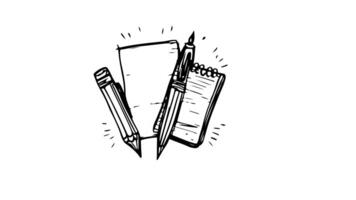 Animation forms a sketch of a stationery tool icon video