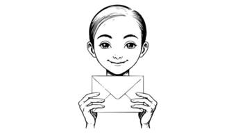 Animation forms a sketch of an icon of a person holding an envelope video