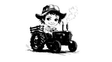 Animation forms a sketch of an icon for driving a tractor video