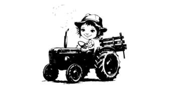 Animation forms a sketch of an icon for driving a tractor video