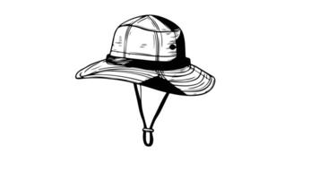 Animation forms a sketch of a hiking hat icon video