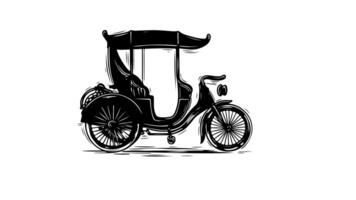 Animation forms a sketch of a rickshaw icon video