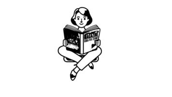 Animation forms a sketch of a magazine reading icon video