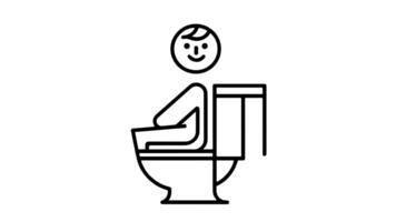 Animation forms a sketch of an icon sitting on the toilet video