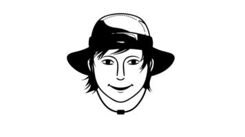 Animation forms a sketch of an icon wearing a hiking hat video