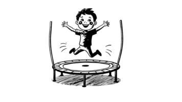 Animation forms a sketch of an icon of a person playing on a trampoline video