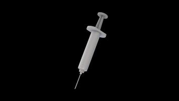 3D Syringe Rotating on a Transparent Background. Seamless Loop. Injection. 4K video