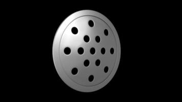 3D Sink Strainer Rotating on a Transparent Background. Seamless Loop. 4K video