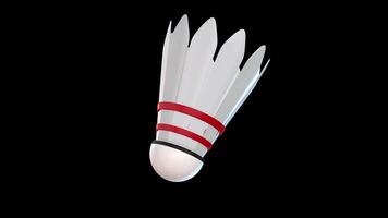 Shuttlecock Rotating on a Transparent Background. Seamless Loop. Birdie 3D. 4K video