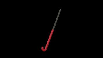 Field Hockey Stick Rotating on a Transparent Background. Seamless Loop. 4K video
