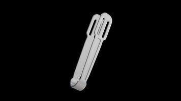 Steel Kitchen Tong Rotating on a Transparent Background. Seamless Loop. 4K video
