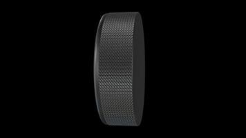 3D Hockey Puck Rotating on a Transparent Background. Seamless Loop. 4K video
