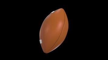 3D American Football Rotating on a Transparent Background. Seamless Loop. 4K video