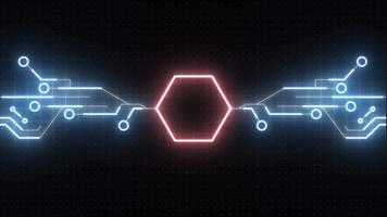Abstract technology digital circuit artificial intelligence board cyber. Neon style background. video