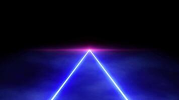 Laser VJ dance party show beams light glowing neon lines on black background. video