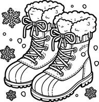 Winter boots coloring pages vector