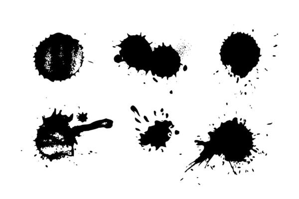Black ink blots collection isolated on white background. clipart