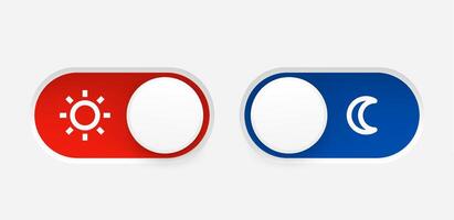 Interface toggle buttons set. Day Night switch. 3d element idolated on white background vector