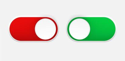Interface toggle buttons set. On Off switch. 3d element idolated on white background vector