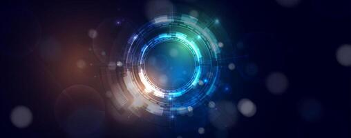 Abstract futuristic background with glowing circles vector