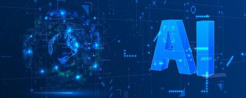 Ai technology concept with ai logo on blue background vector