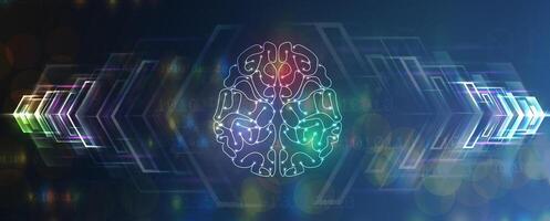 Abstract brain with colorful lights and lines vector