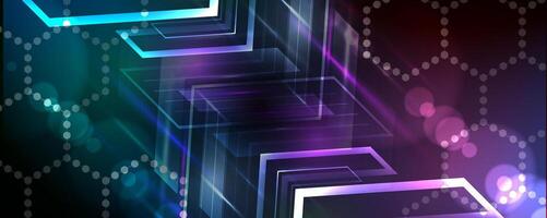 Abstract background with glowing lights and squares vector