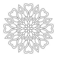 Abstract mandala pattern geometric shape coloring book page, file vector