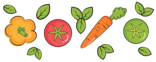 Vegetables and fruits 3d icon set. pumpkin, carrot, ripe tomatoes, raw tomatoes 3d realistic symbol objects vector
