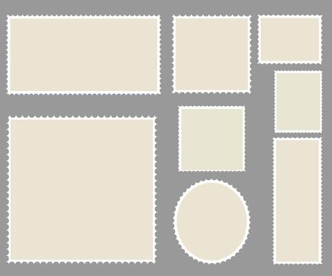 Blank Postage Stamps frames set Postage stamp borders set