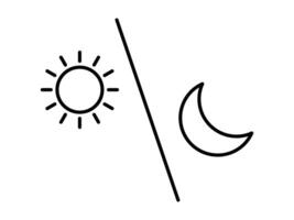Sun and moon icon. Day and night line icon. Morning and night weather forecast symbol. vector