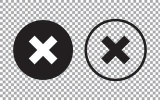 check mark rejected icon in a circle. cross symbol in black color, vector