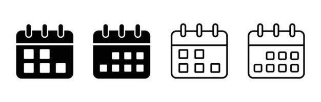 Calendar icon set. Calendar symbol. Calendar flat icon set. Deadline, calendar notification, reminder organizer. vector