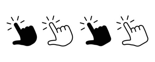 Hand Cursor icon set. Finger pointer pictogram. Hand touch or press icon. hand cursor icon click. cursor icon. vector