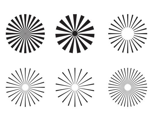 Sunburst icon collection. Retro sunburst design, Sunburst element. Radial stripes background.