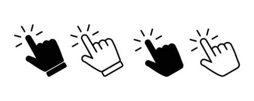 Cursor icon set. hand cursor icon click. Finger pointer pictogram. Hand touch or press icon. cursor icon vector