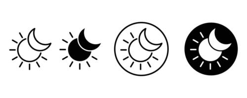 Eclipse icon flat line symbol set. Solar or moon eclipse icon for UI designs. vector