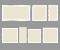 Blank postage stamps set. Postage stamps frames for mail envelope. Empty templates. vector