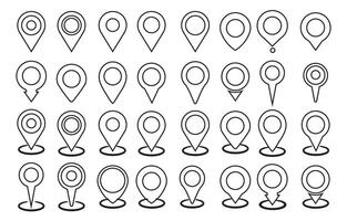 Set Of Address place icon symbol in outline Pin icon set. Location icon . destination icon. map pin. Map marker pointer. GPS location symbol. Flat style. vector