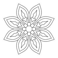 Easy Mandala Flower Black and White Circle Outline, file vector