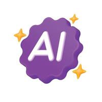 AI 3D icon, artificial intelligence concept. vector