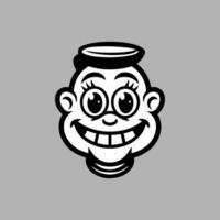 a cartoon face with a halo on it vector