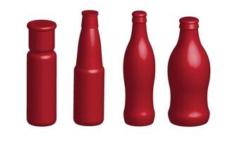 set of 3d red bottle vector