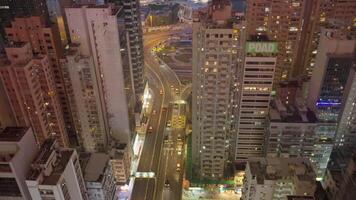 Rooftop view of roads in Hong Kong at night video