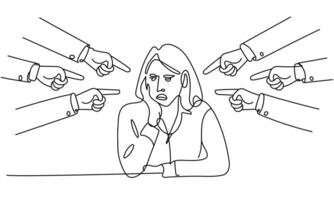 A woman is surrounded by a group of people pointing at her vector