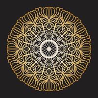 Elegant Gold Mandala with Intricate Floral Patterns on Black Background vector
