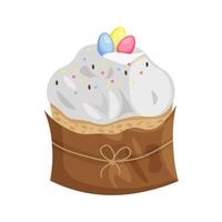 Easter cake with icing, sprinkles and decoration in the form of chocolate eggs. Easter decorations. Celebration of Easter. Isolated illustration on white background vector