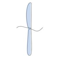 Knife in one continuous line in color. One line drawing, minimalism. vector