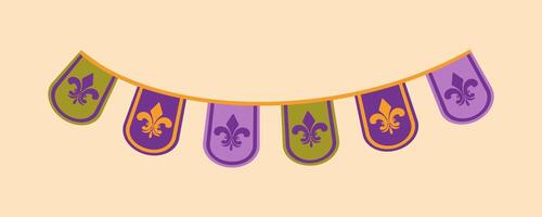 A Colorful Fleur de lis Garland for All Your Celebrations and Festive Events Fun and Cheer. for design projects, showcasing intricate detail and a classic style ideal for a variety of artistic uses. vector